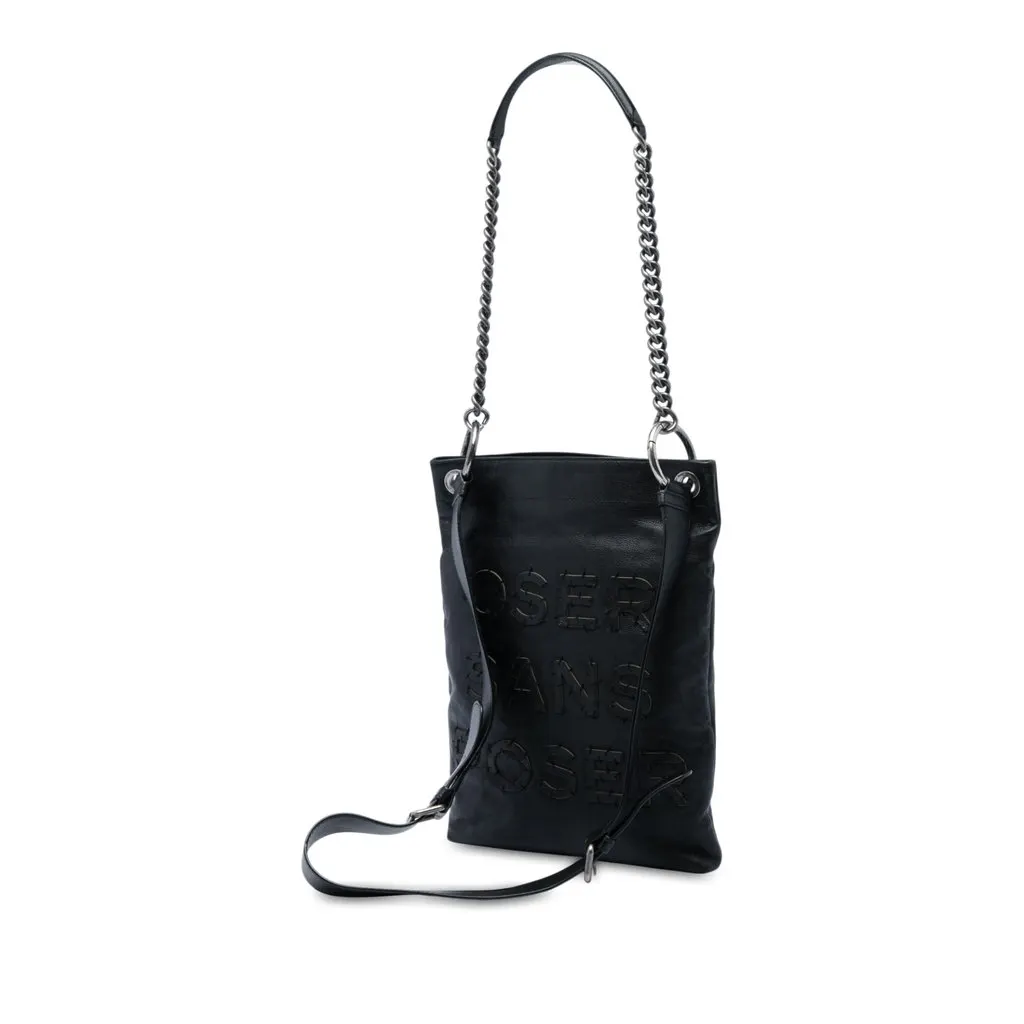 Chanel Oser Sans Poser CC Calfskin Messenger Bag Black Leather Very good - Back View