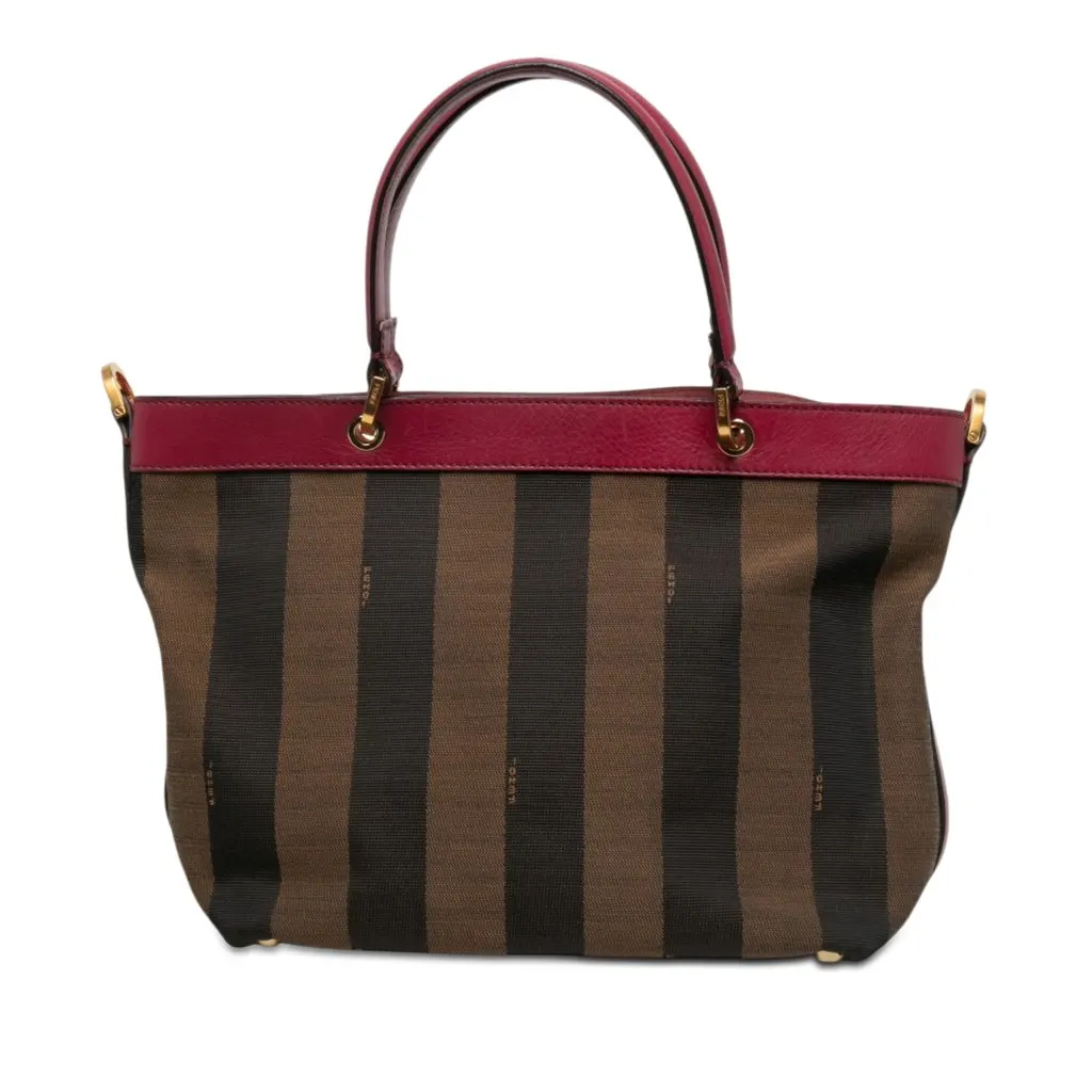 Fendi Large Pequin Canvas Satchel Brown Canvas Very good - Front View