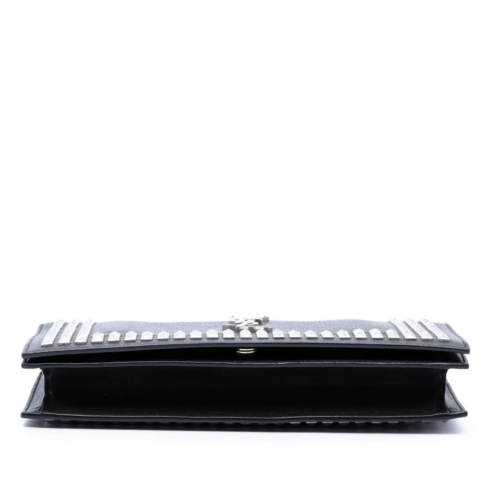 Saint Laurent Studded Leather Monogram Clutch Black Leather Very good - Inside View
