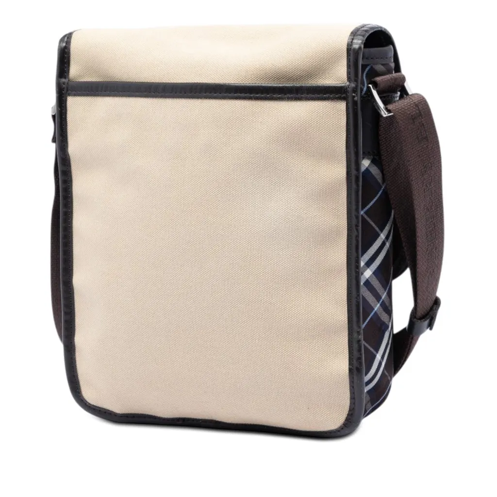 Burberry Nova Check Trimmed Canvas Crossbody Beige Very good - Back View