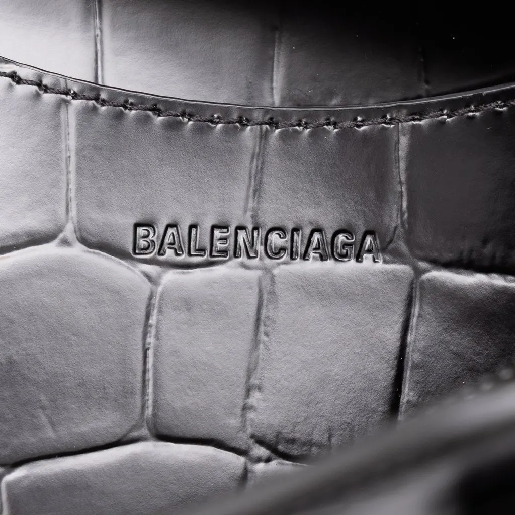 Balenciaga Small Croc Embossed Calfskin Motocross Neo Classic City Satchel Black Leather Very good - Box View