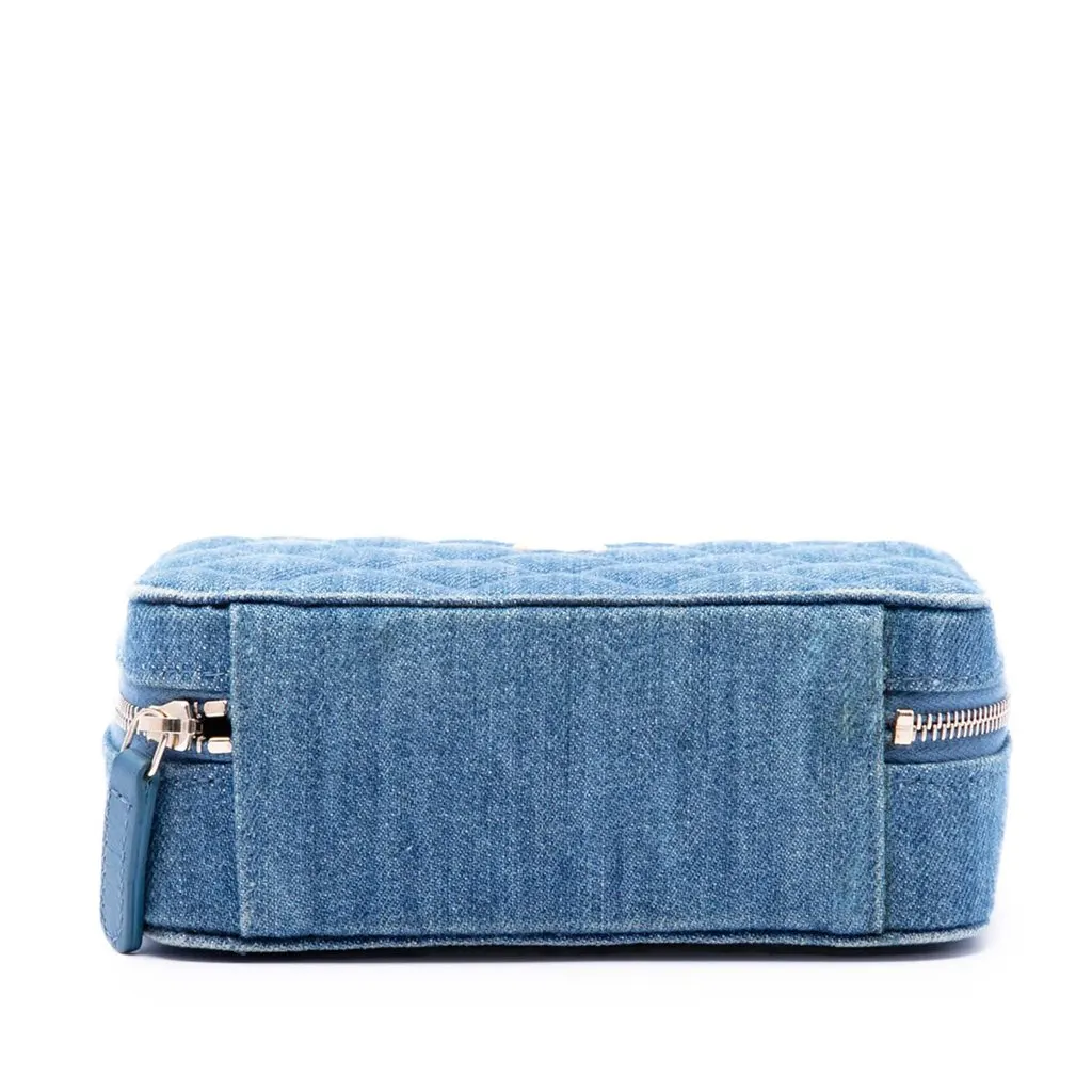 Chanel Quilted Denim Pearl Crush Camera Bag Blue Very good - Inside View