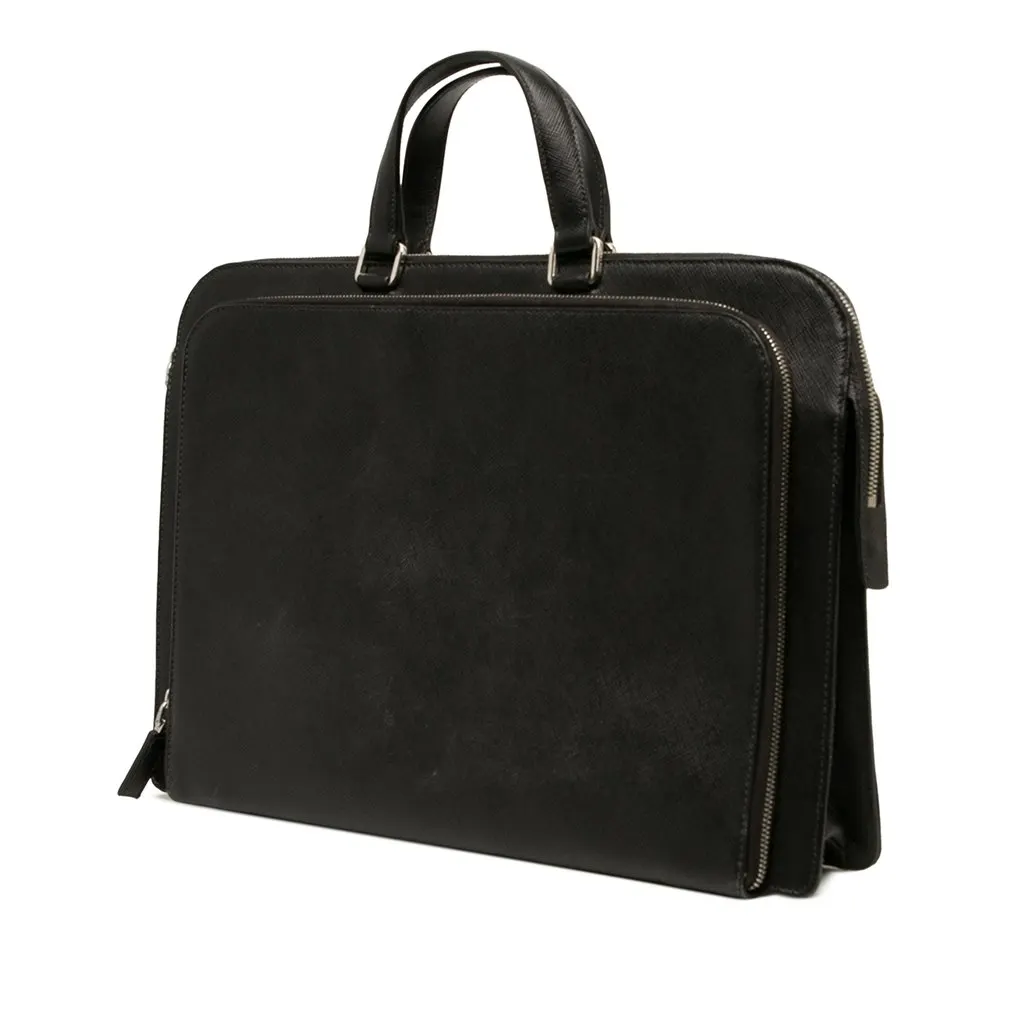 Prada Saffiano Portfolio Travel Briefcase Black Leather Very good - Inside View
