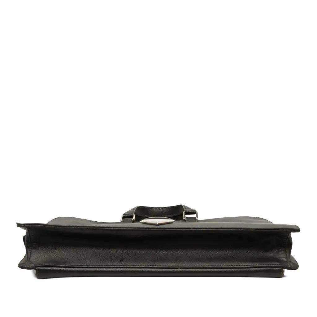 Prada Saffiano Portfolio Travel Briefcase Black Leather Very good - Model View