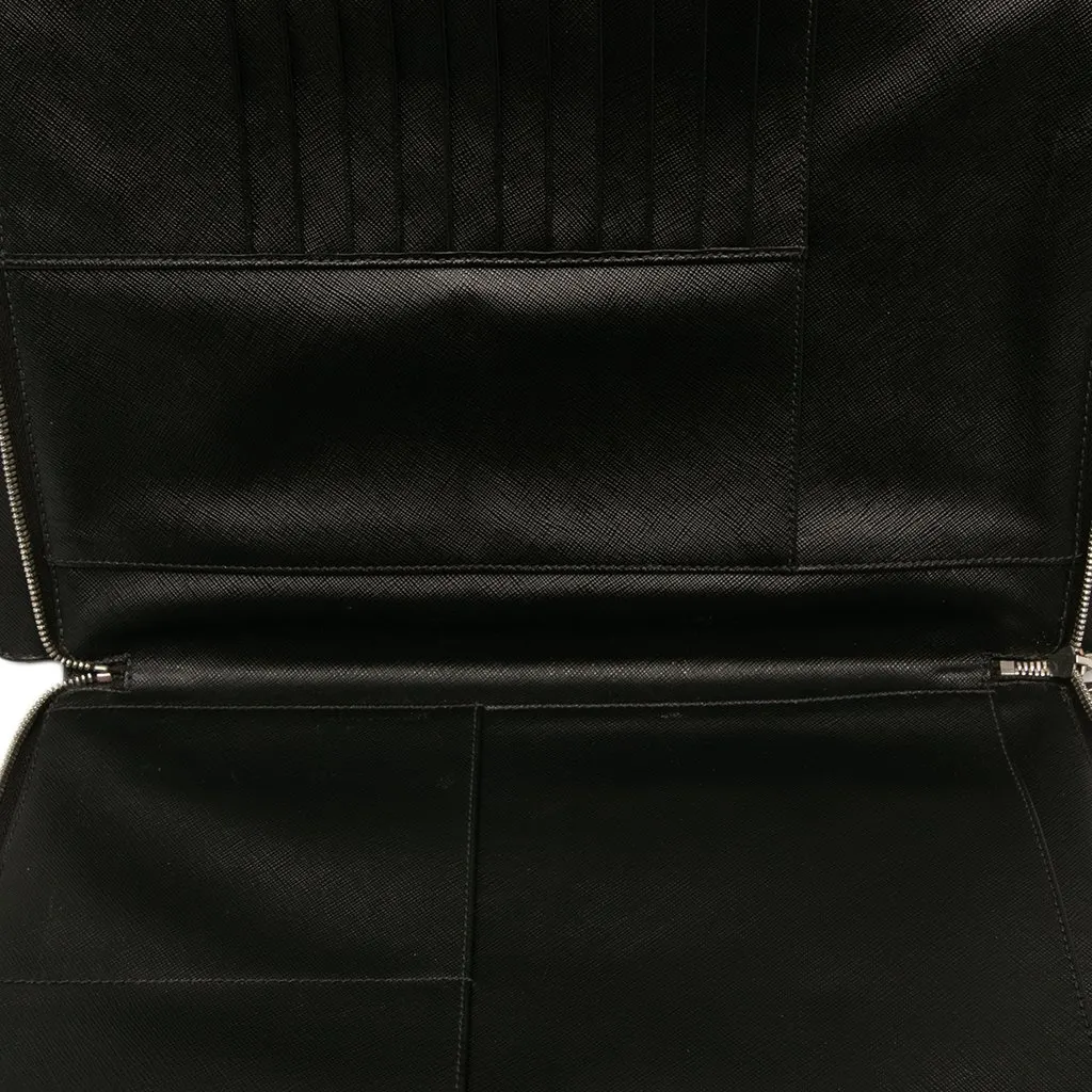 Prada Saffiano Portfolio Travel Briefcase Black Leather Very good - Box View