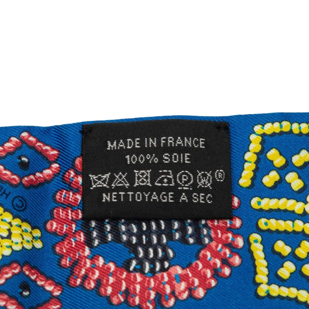Hermès Kelly En Perles Silk Twilly Scarf Blue Never worn - Inside View