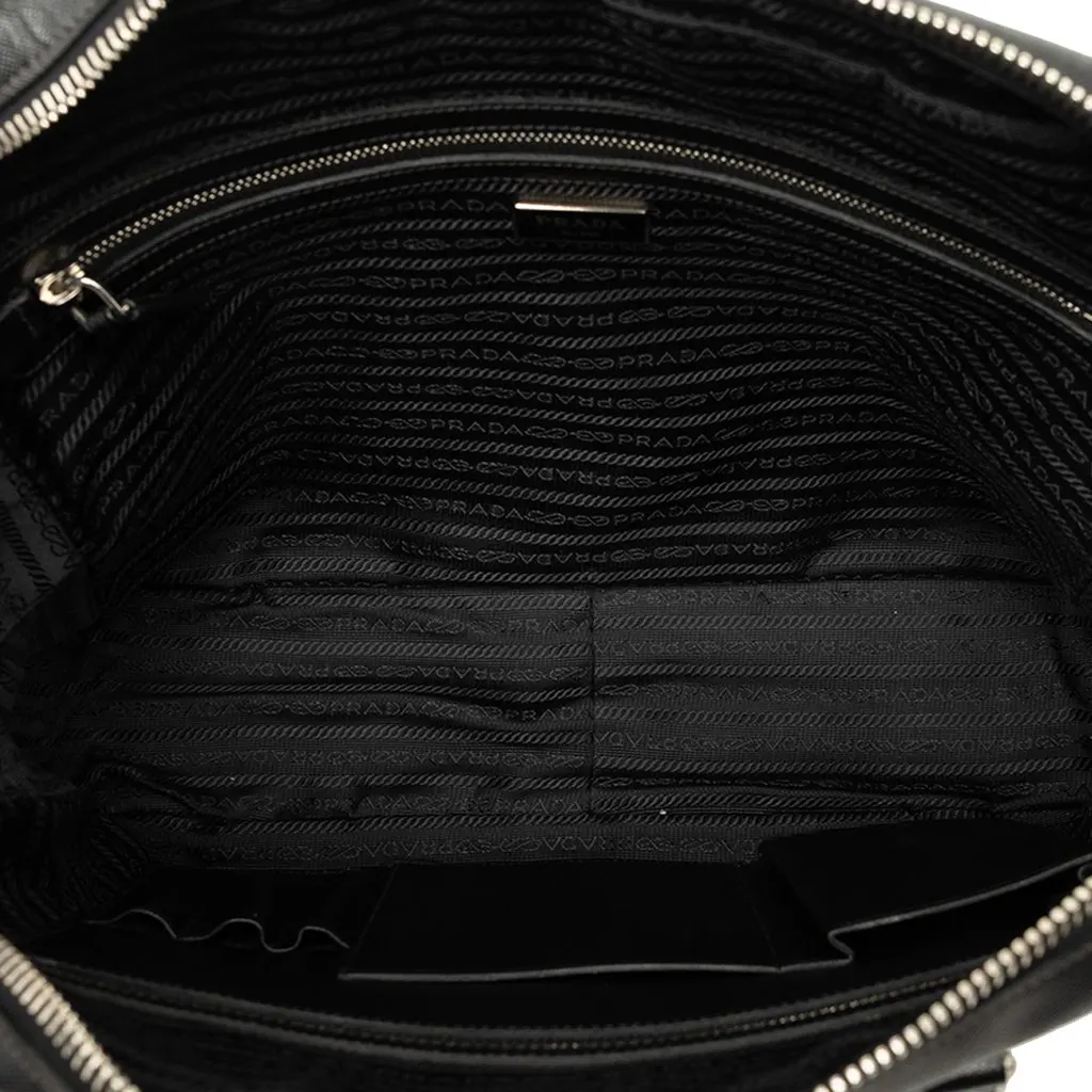Prada Saffiano Business Bag Black Leather Very good - Model View