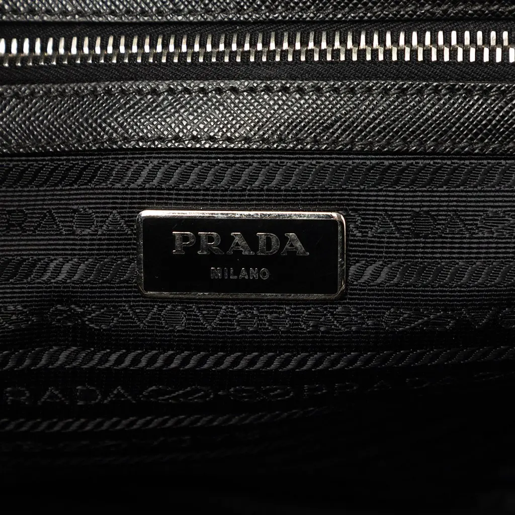 Prada Saffiano Business Bag Black Leather Very good - Box View