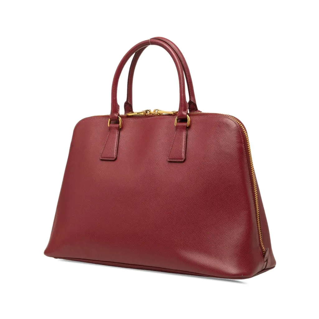 Prada Large Saffiano Lux Promenade Satchel Red Leather Good - Back View