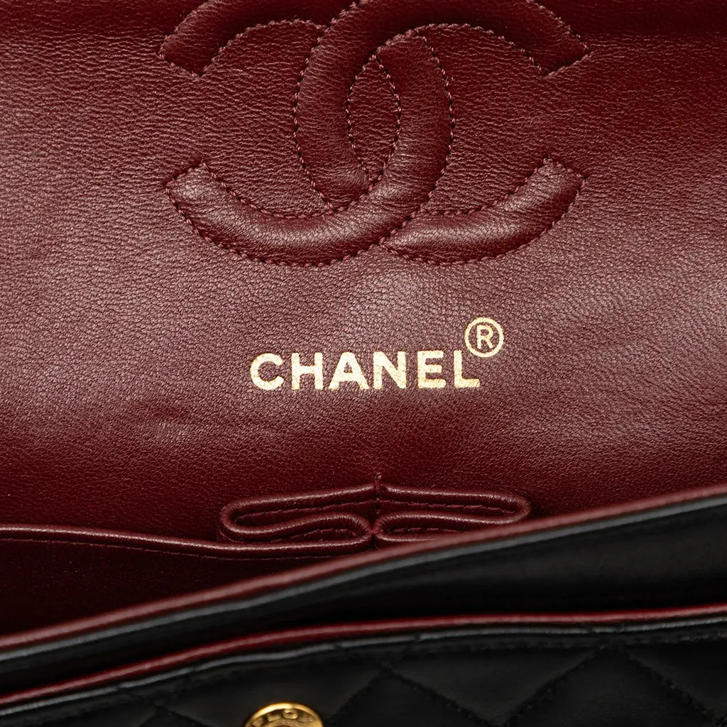 Chanel Small Classic Lambskin Double Flap Black Leather Very good - Box View