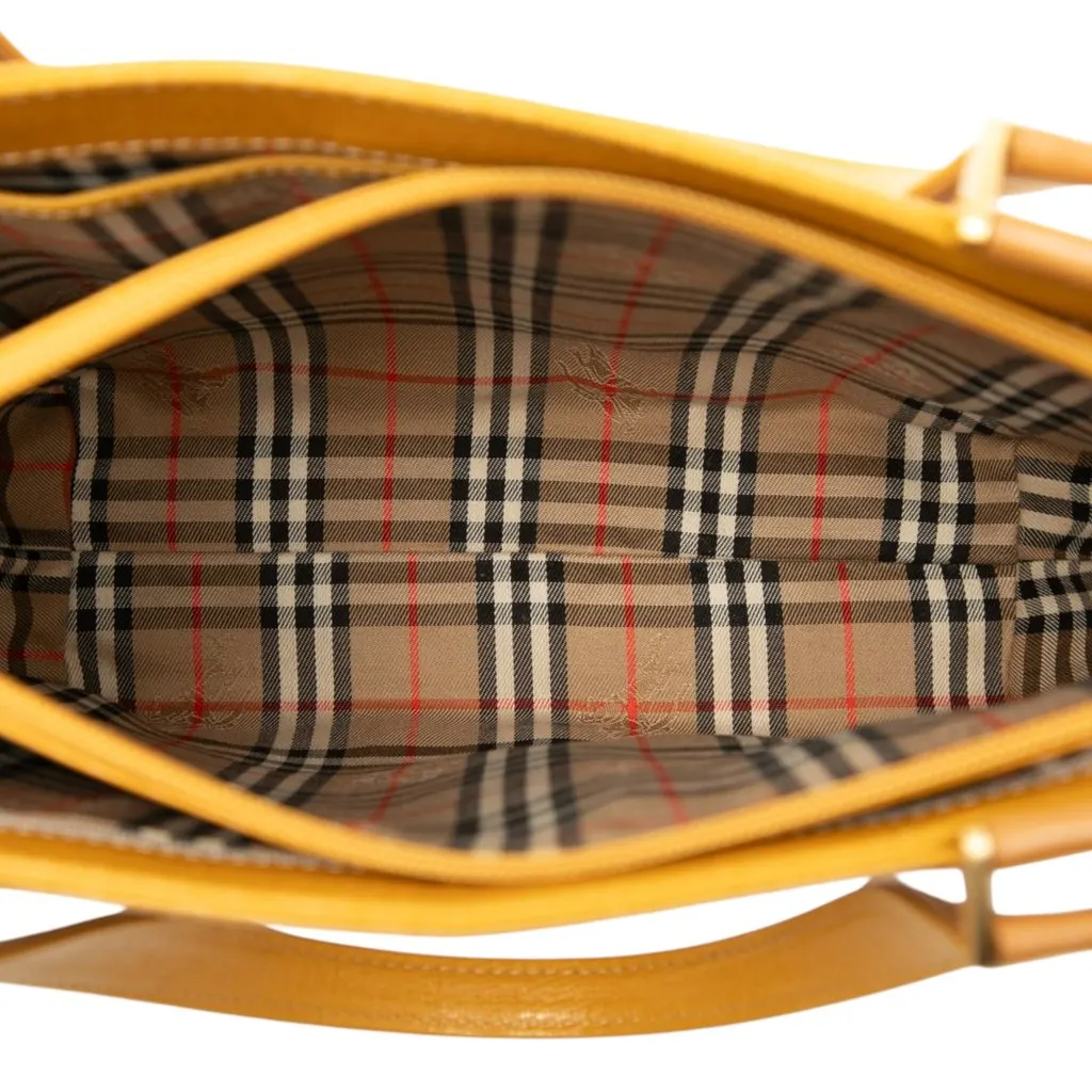 Burberry Leather Handbag Yellow Leather Very good - Model View