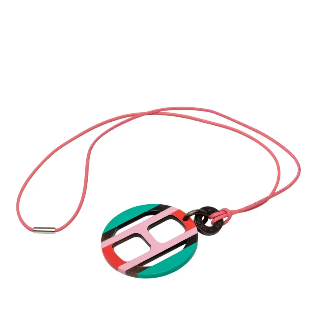 Hermès Buffalo Horn H Equipe Pendant Necklace MultiColor Very good - Front View