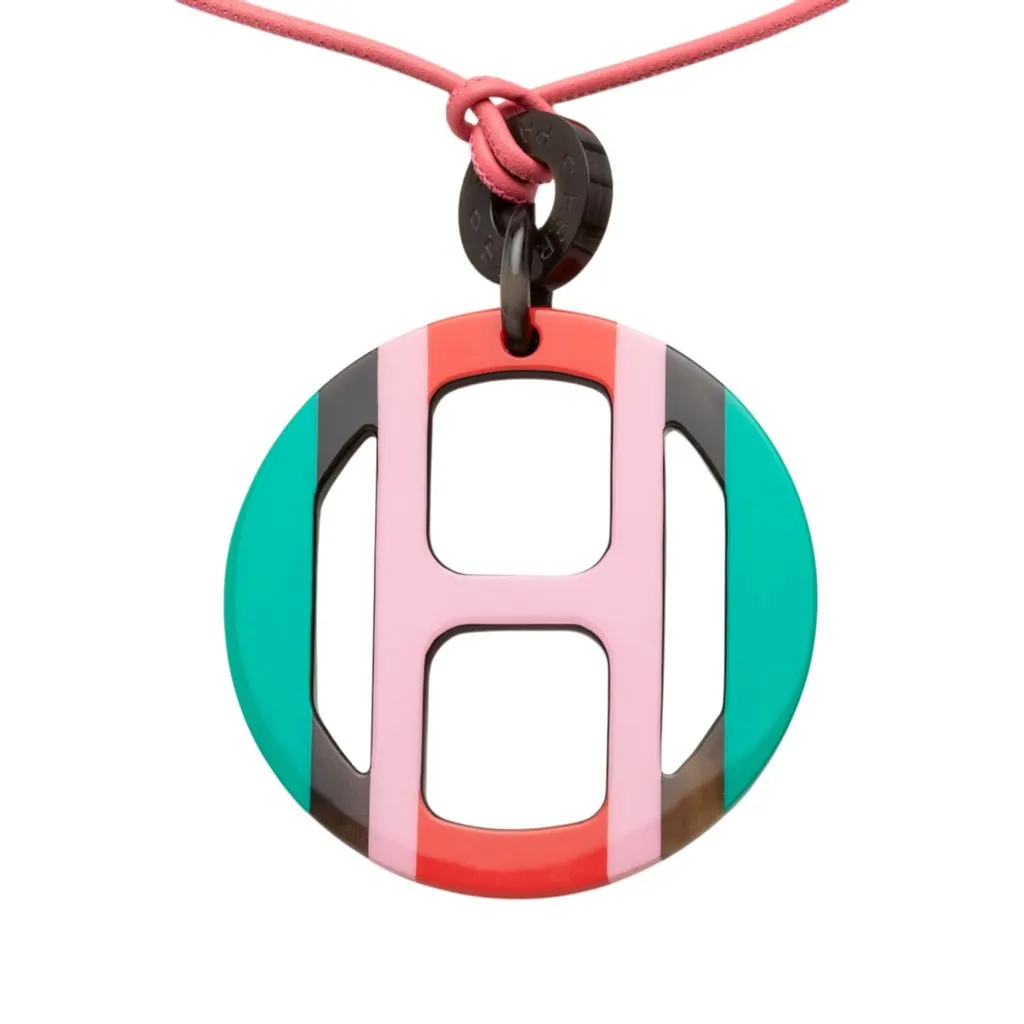 Hermès Buffalo Horn H Equipe Pendant Necklace MultiColor Very good - Back View