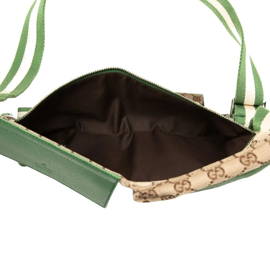 Gucci GG Canvas Web Double Pocket Belt Bag Beige Canvas Very good - Model View