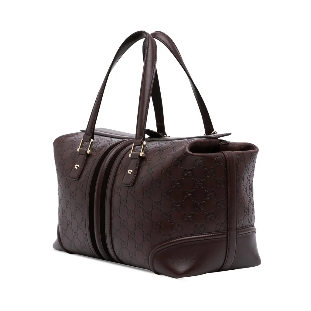 Gucci Guccissima Treasure Boston Bag Brown Leather Very good - Back View