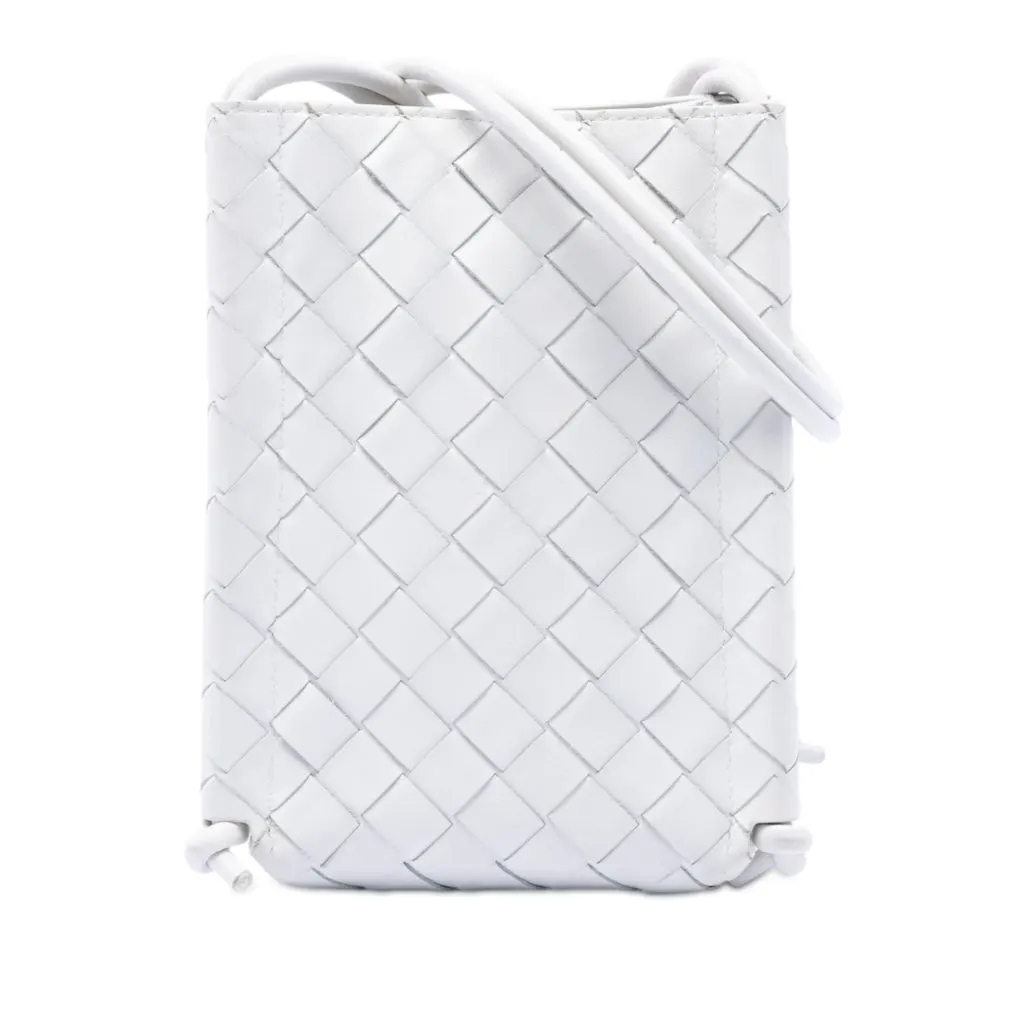 Bottega Veneta Nappa Intrecciato Phone Holder White Leather Very good - Front View