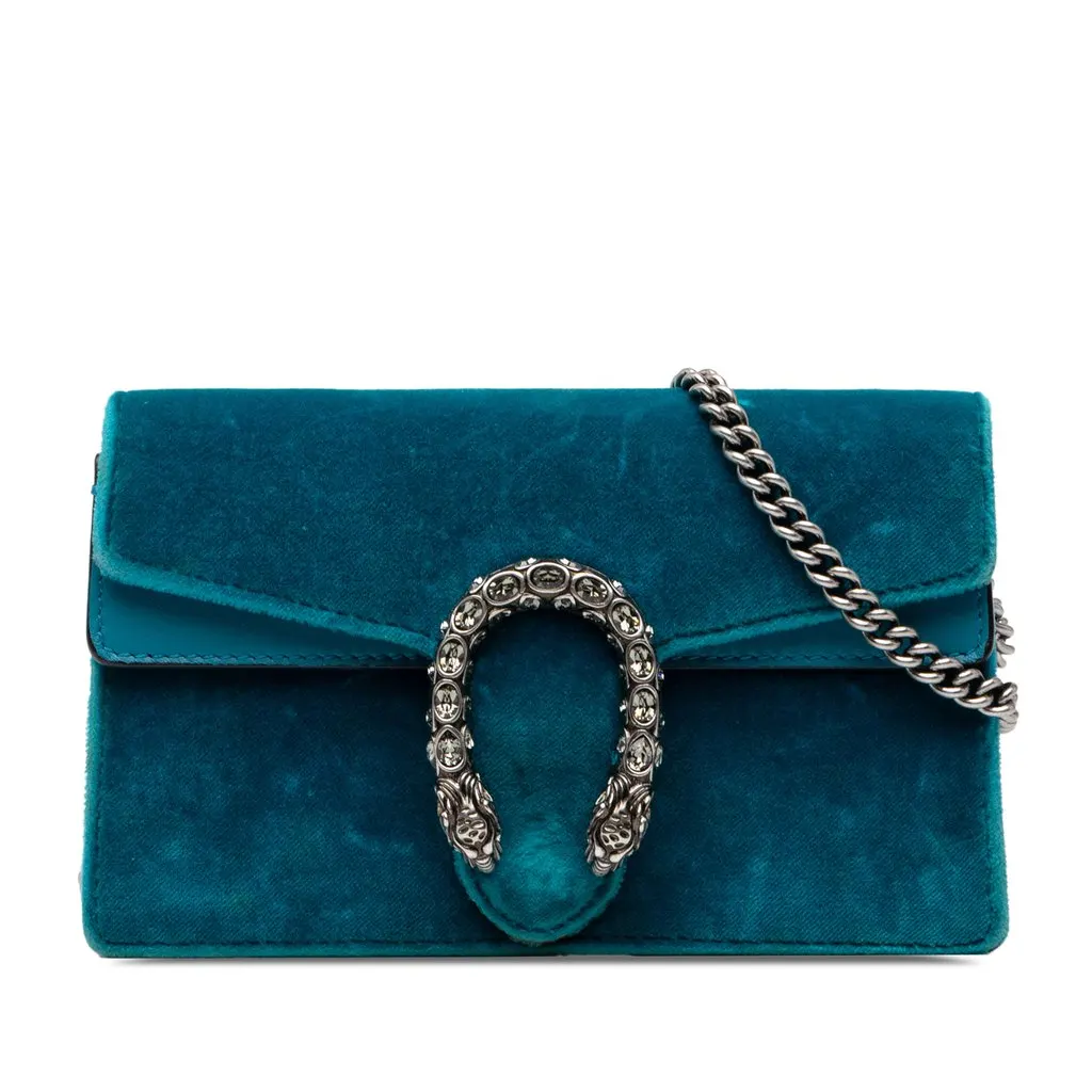 Gucci Mini Velvet Dionysus Crossbody Blue Velvet Very good - Front View