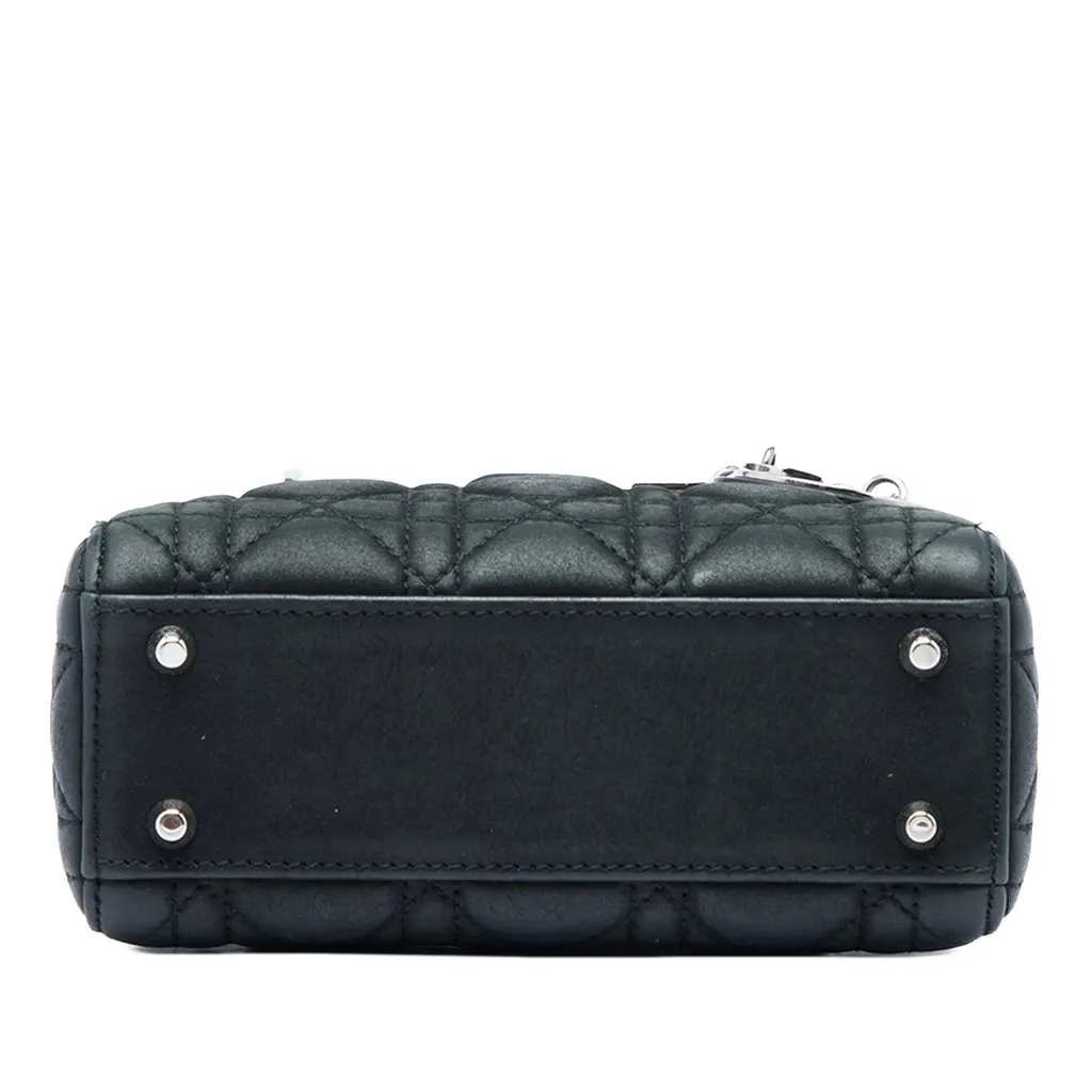 Dior Mini Iridescent Lambskin Cannage Lady Dior Black Leather Very good - Inside View