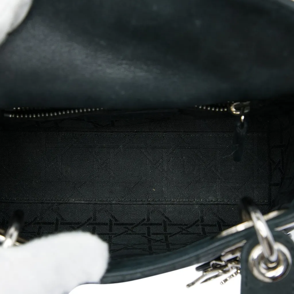 Dior Mini Iridescent Lambskin Cannage Lady Dior Black Leather Very good - Model View