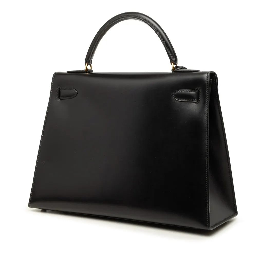 Hermès Box Calf Kelly Sellier 32 Black Leather Very good - Back View