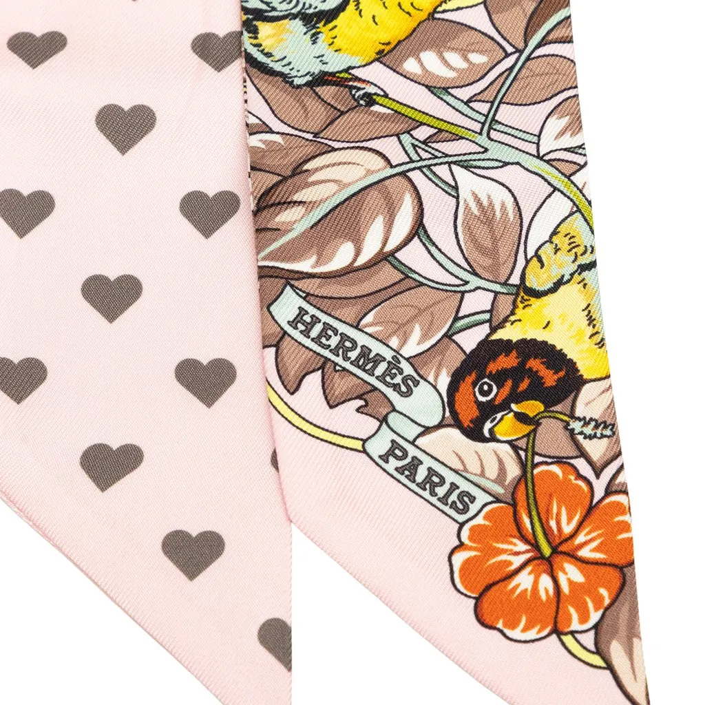 Hermès Jungle Love Love Silk Twilly Scarf Pink Very good - Back View