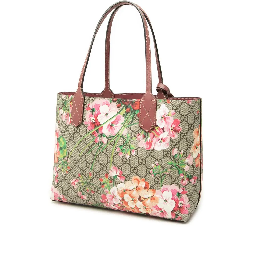 Gucci Small GG Supreme Blooms Reversible Tote Beige Very good - Back View