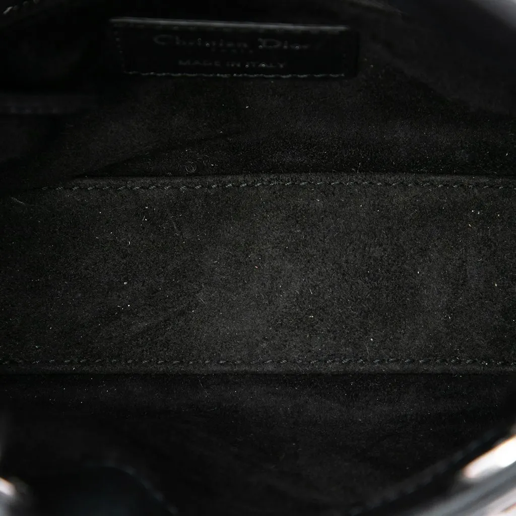 Dior Mini Calfskin Embroidered Clovers Lady Dior Black Leather Good - Model View