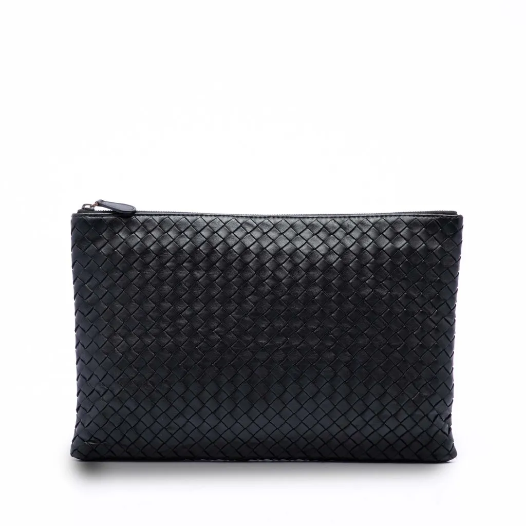 Bottega Veneta Nappa Intrecciato Clutch Black Leather Very good - Front View