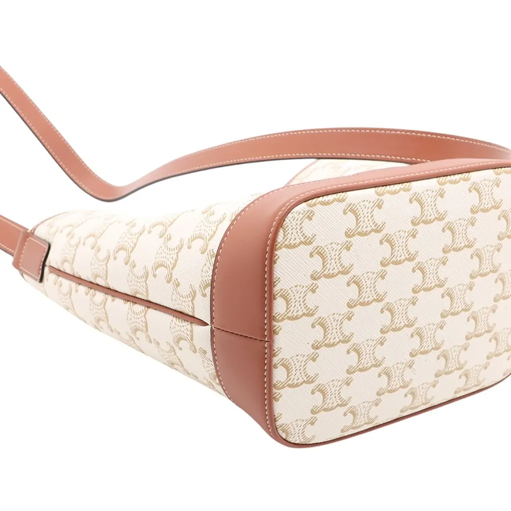 Celine Small Triomphe Coated Canvas Bucket Bag Beige Very good - Inside View