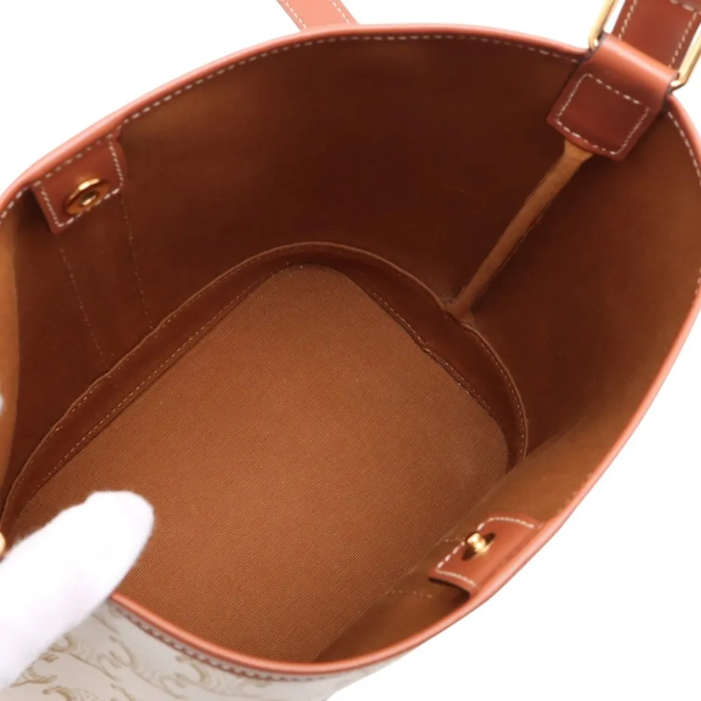 Celine Small Triomphe Coated Canvas Bucket Bag Beige Very good - Box View