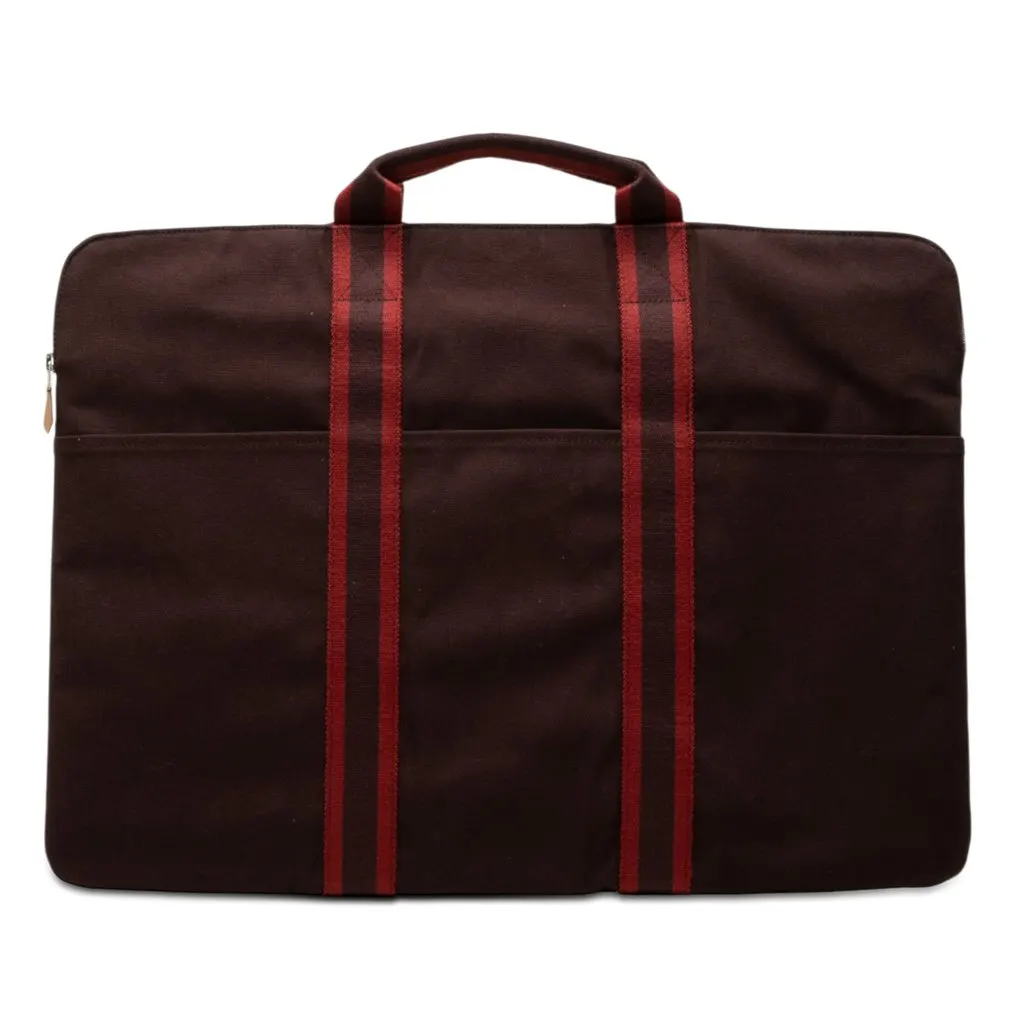 Hermès Toile Fourre Tout Porte Documents Red Very good - Front View
