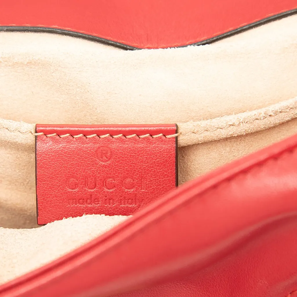 Gucci Small GG Marmont Matelasse Calfskin Shoulder Bag Red Leather Very good - Box View