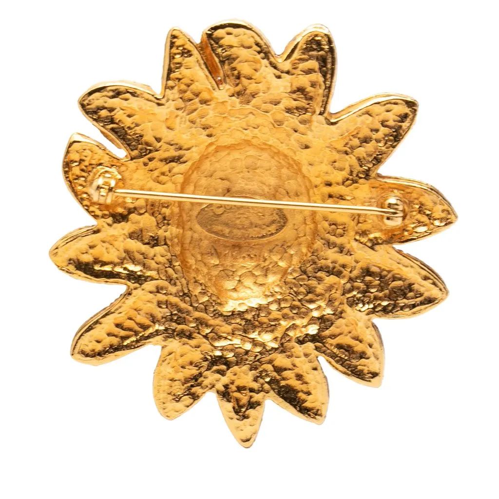 Chanel Gold Plated Lion Head Sun Brooch Gold Metal Very good - Back View