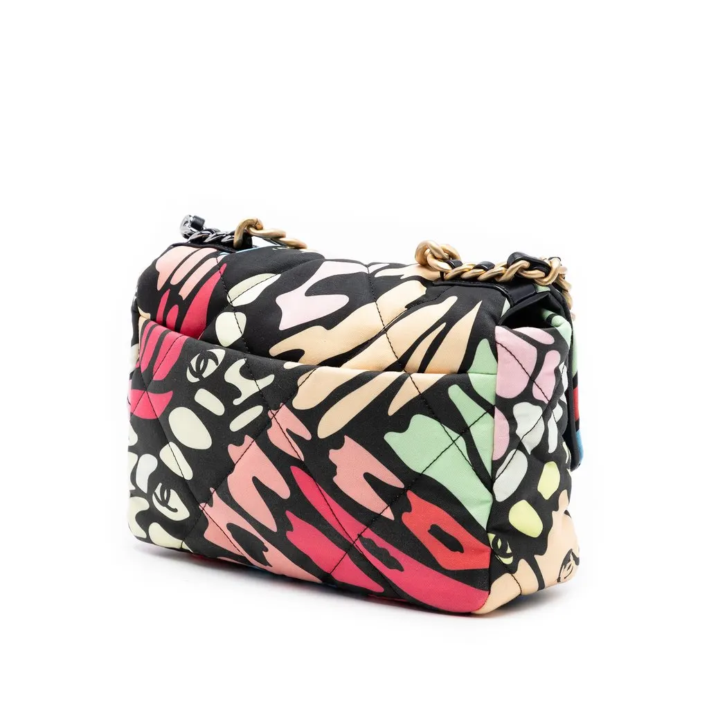 Chanel Medium Printed Canvas 19 Flap Black Very good - Back View