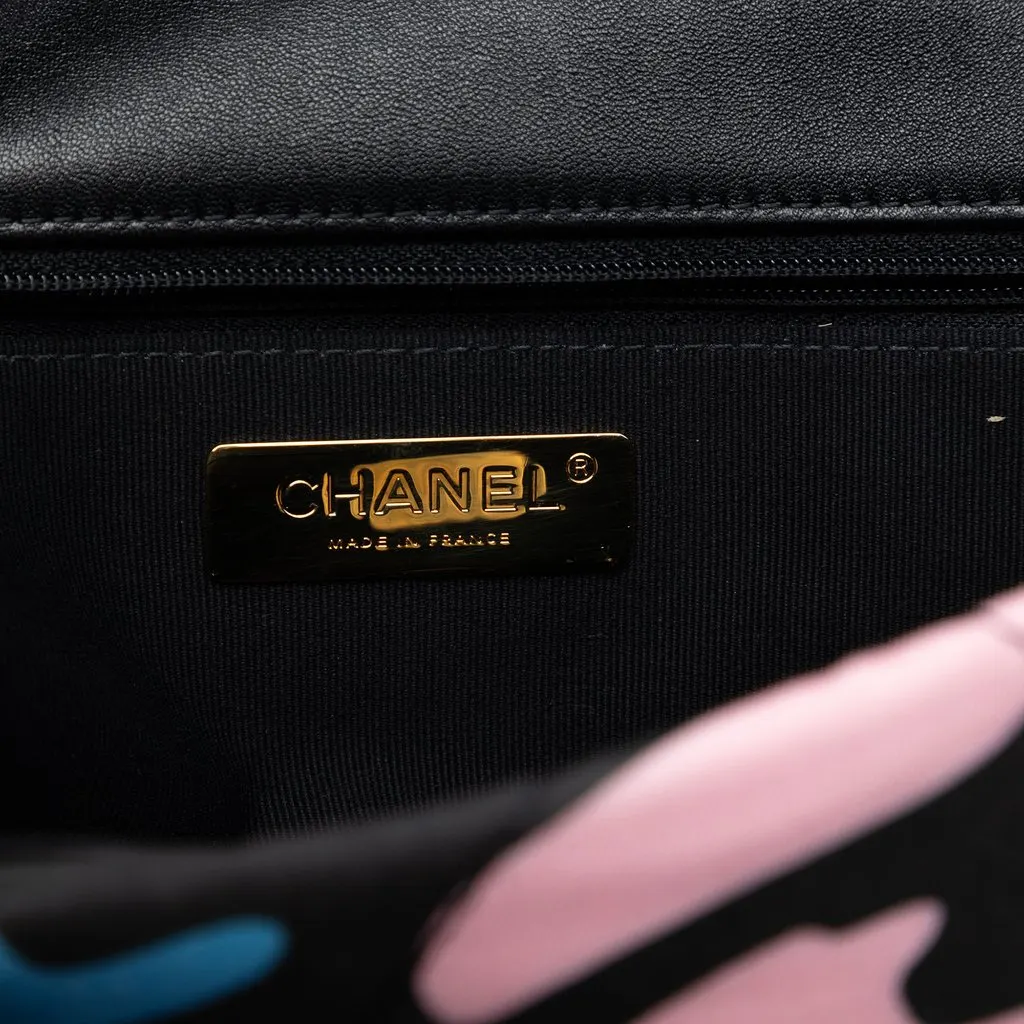 Chanel Medium Printed Canvas 19 Flap Black Very good - Box View