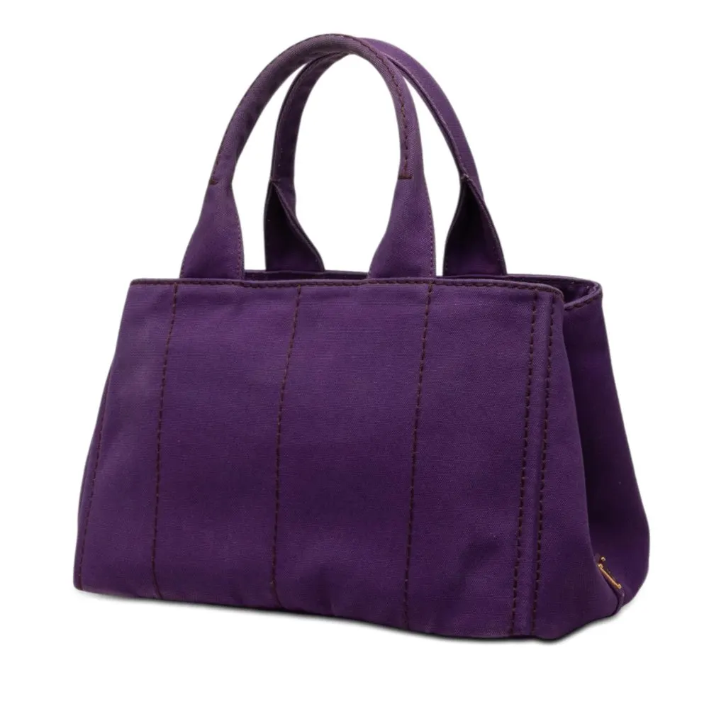 Prada Canvas Canapa Logo Tote Purple Canvas Good - Back View