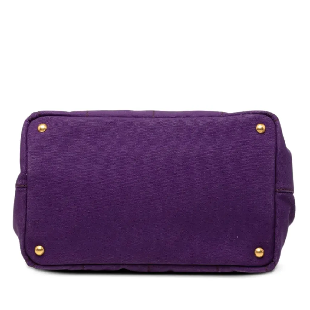 Prada Canvas Canapa Logo Tote Purple Canvas Good - Inside View