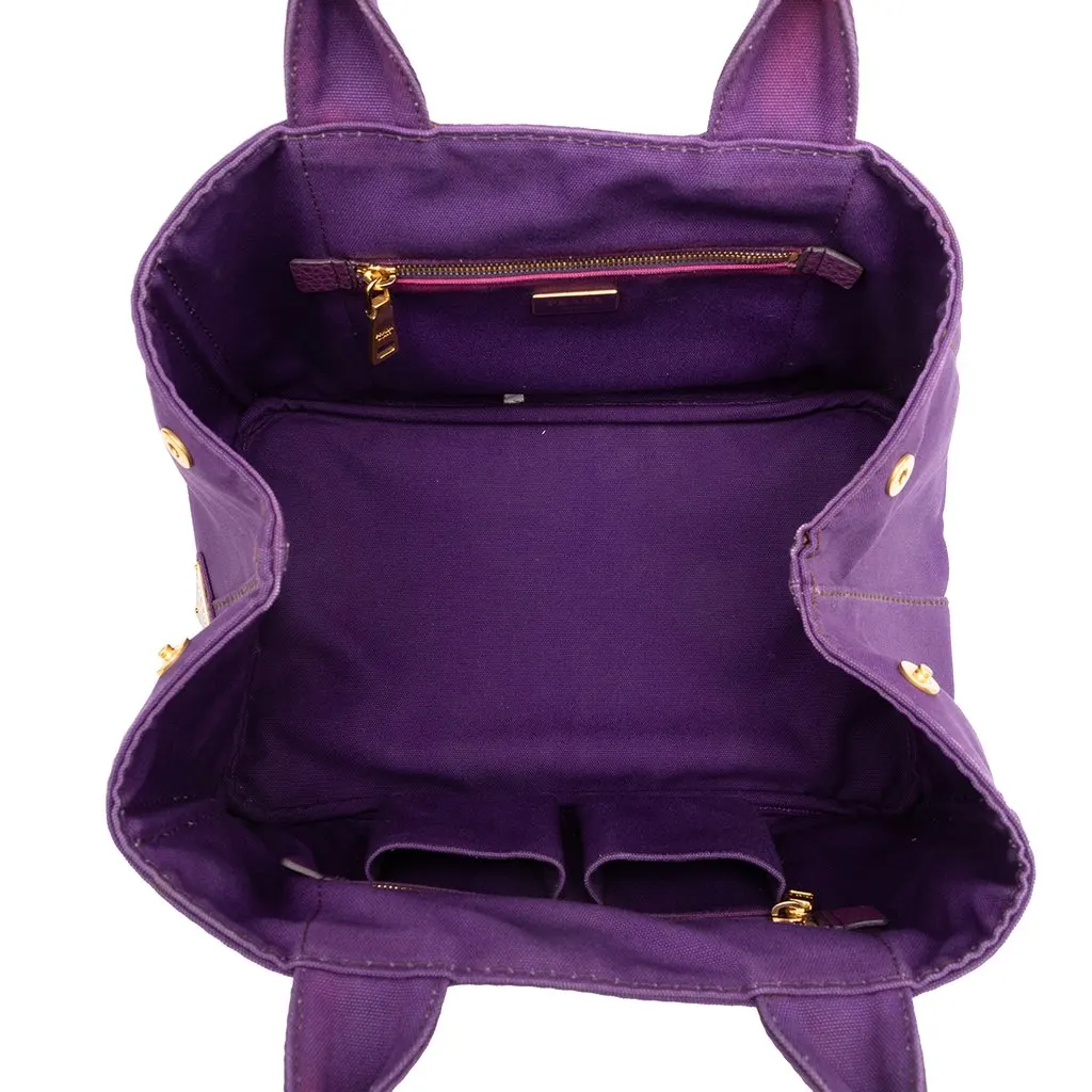 Prada Canvas Canapa Logo Tote Purple Canvas Good - Model View