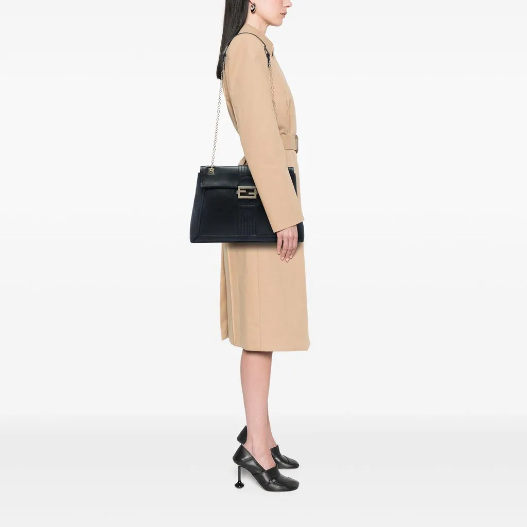 Fendi Leather Maxi Baguette Flap Bag Black Leather Very good - Box View