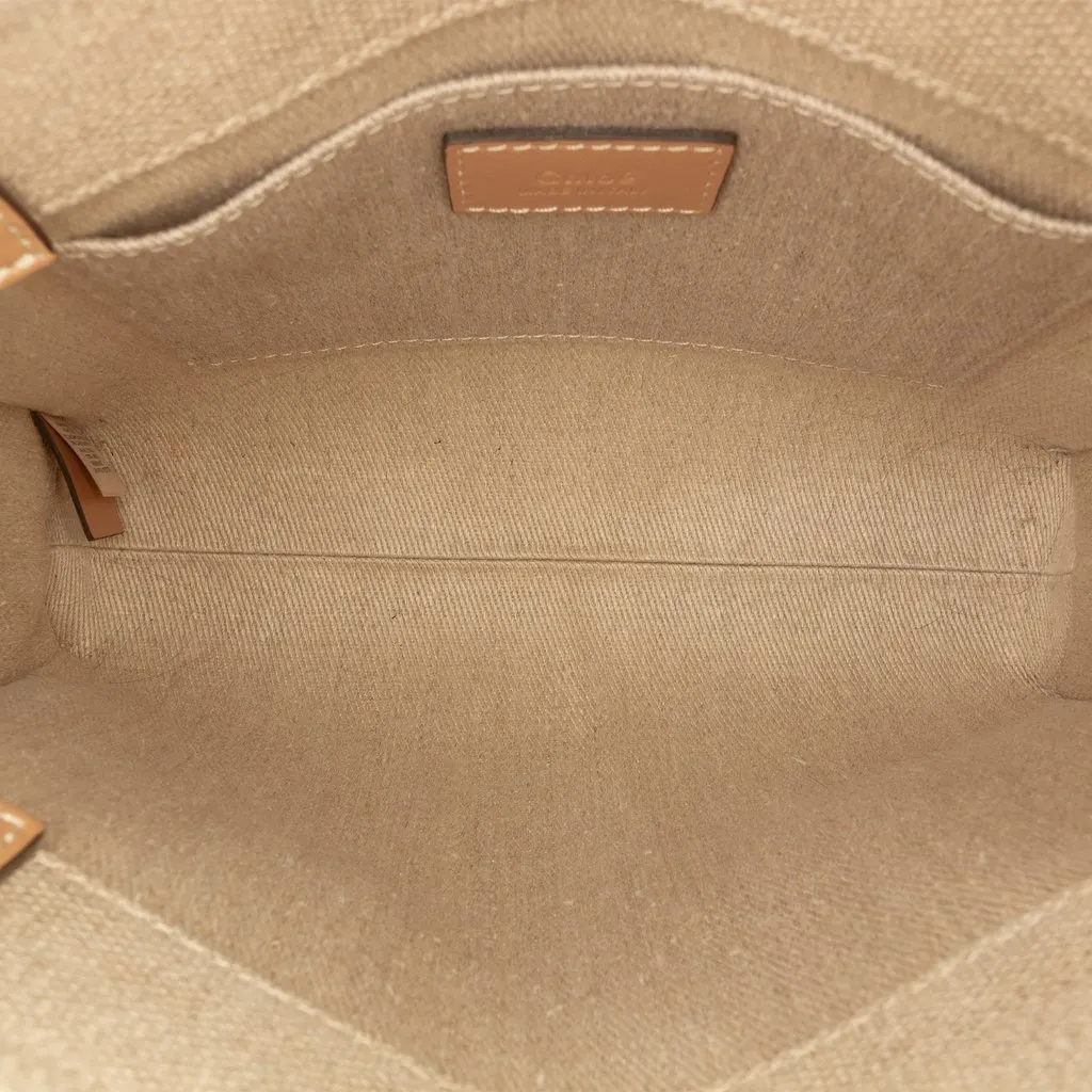Chloé Small Canvas Woody Satchel Beige Canvas Good - Model View