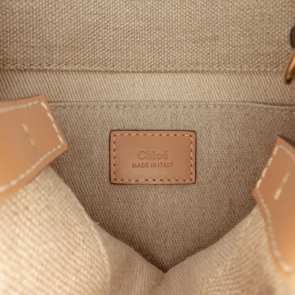 Chloé Small Canvas Woody Satchel Beige Canvas Good - Box View