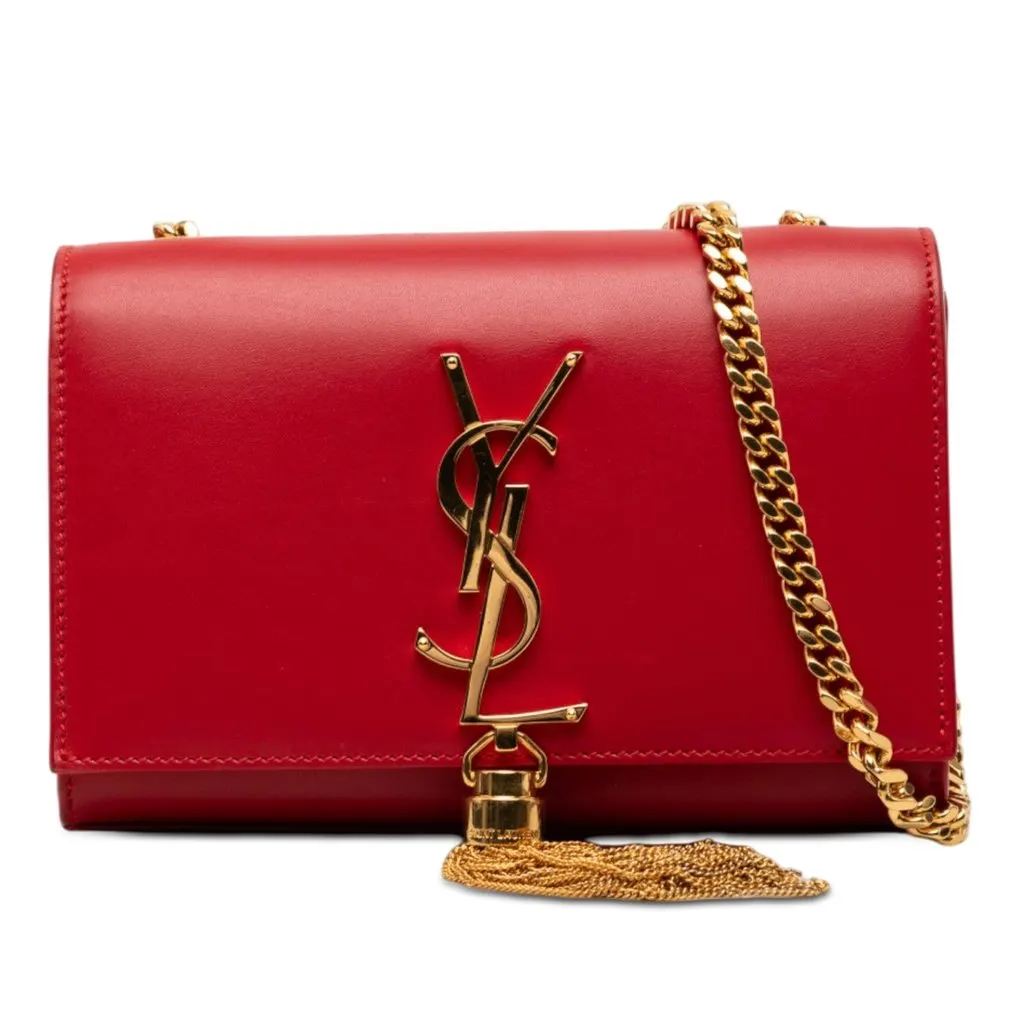 Saint Laurent Small Smooth Calfskin Monogram Kate Tassel Crossbody Red Leather Very good - Front View