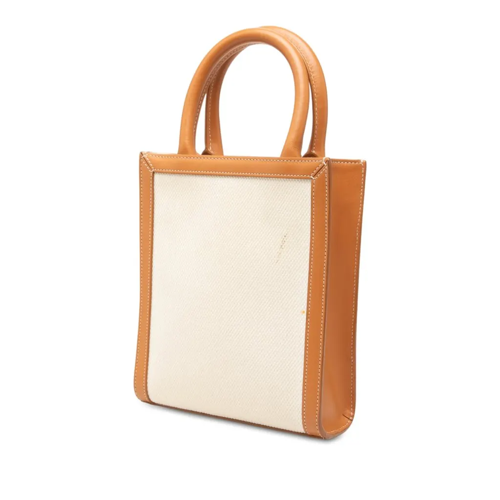 Celine Mini Canvas Vertical Cabas Tote Brown Canvas Good - Back View