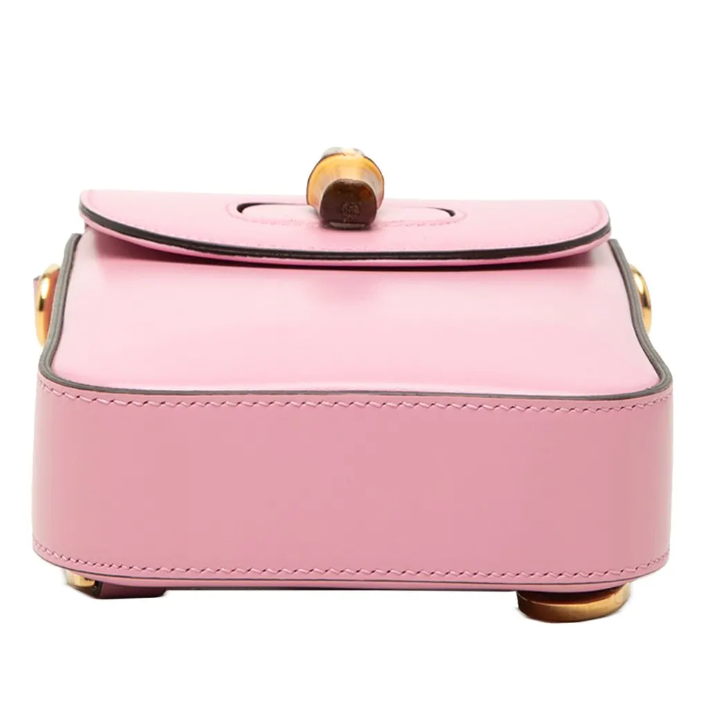 Gucci Mini Calfskin Bamboo Top Handle Bag Pink Leather Very good - Inside View