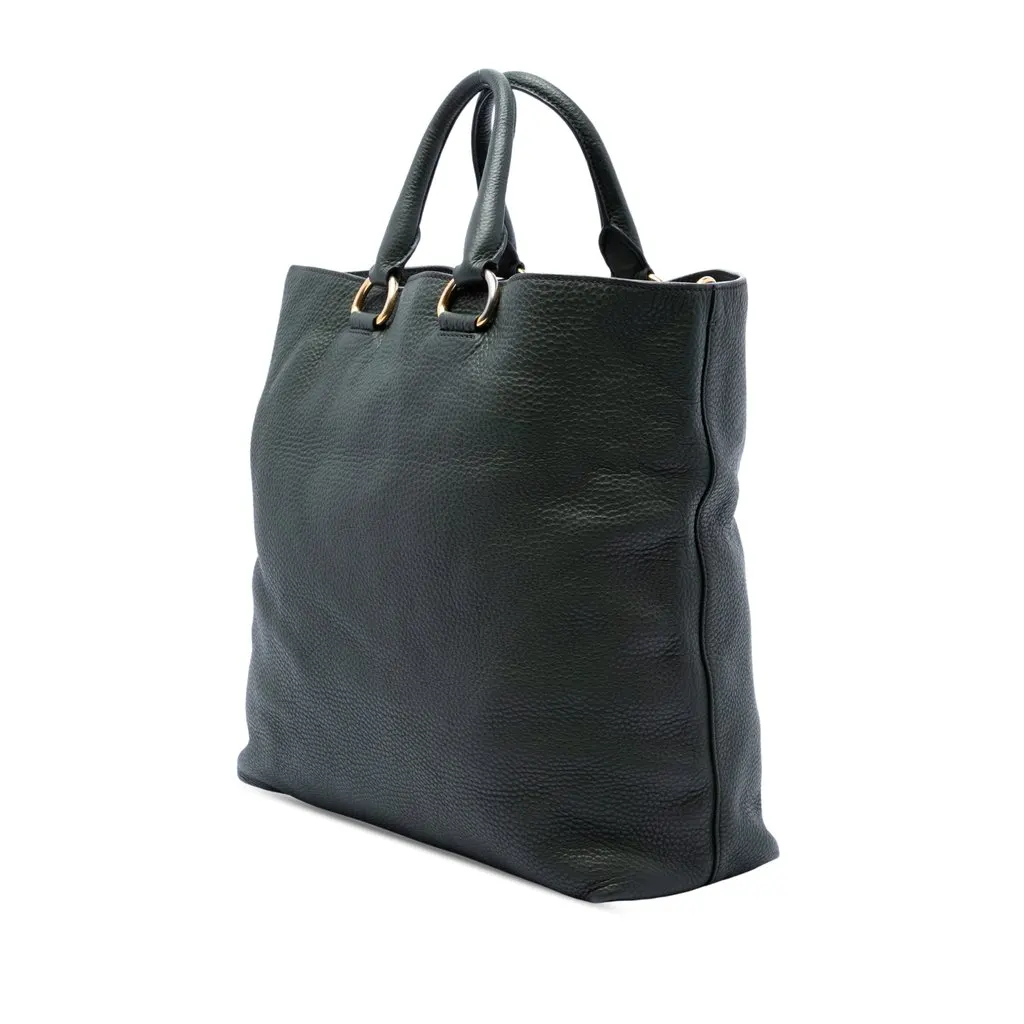 Prada Vitello Daino Open Convertible Tote Green Leather Very good - Back View