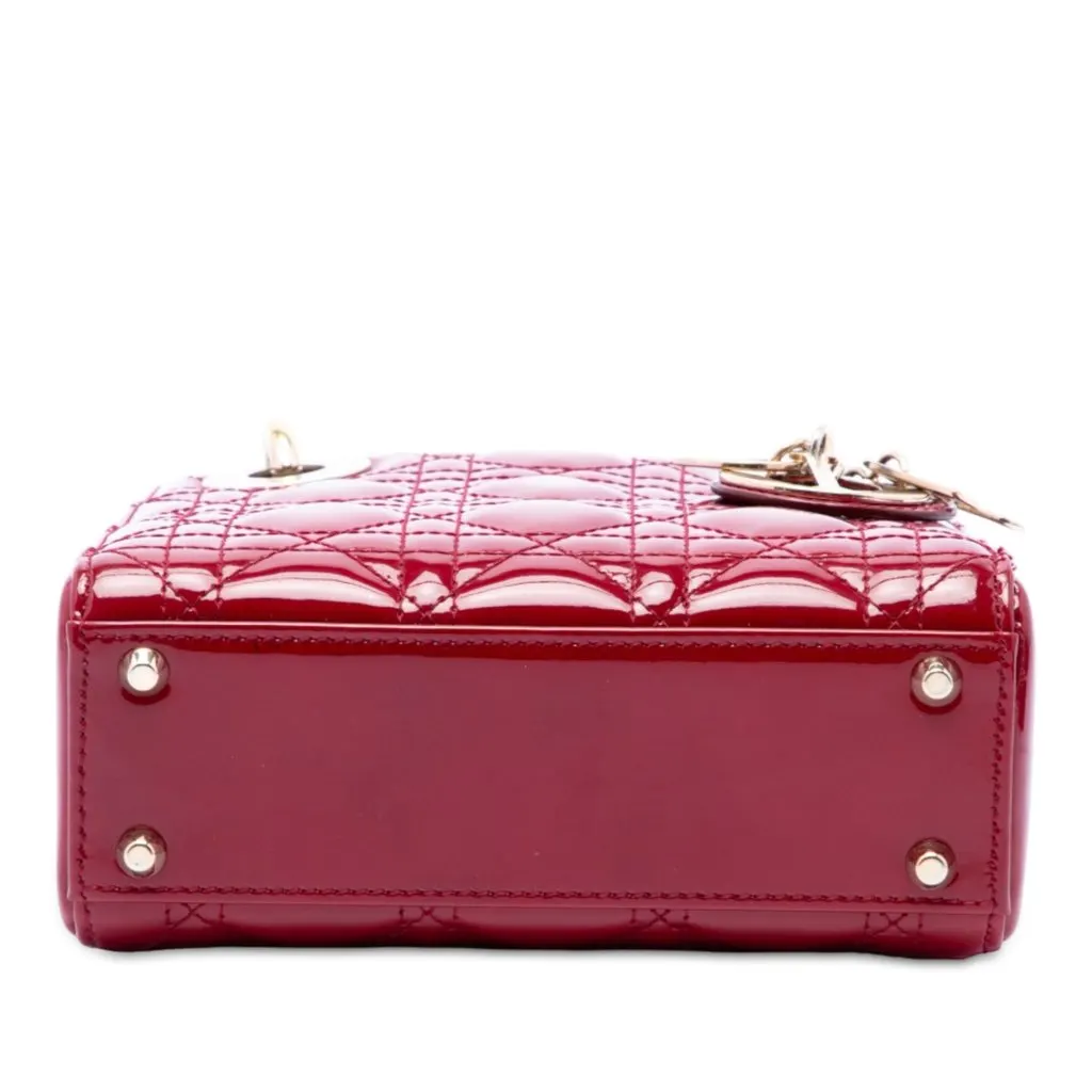 Dior Mini Patent Cannage Lady Dior Red Leather Very good - Inside View