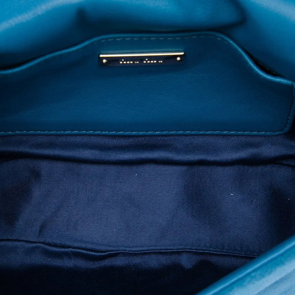 Miu Miu Suede Crystal Chain Satchel Blue Leather Very good - Box View