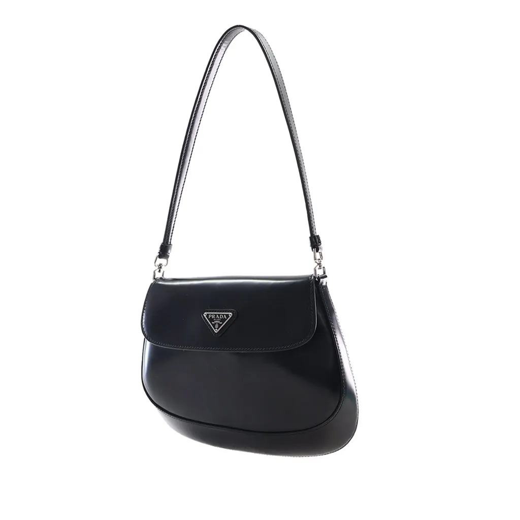 Prada Spazzolato Leather Cleo Flap Shoulder Bag Black Leather Very good - Inside View