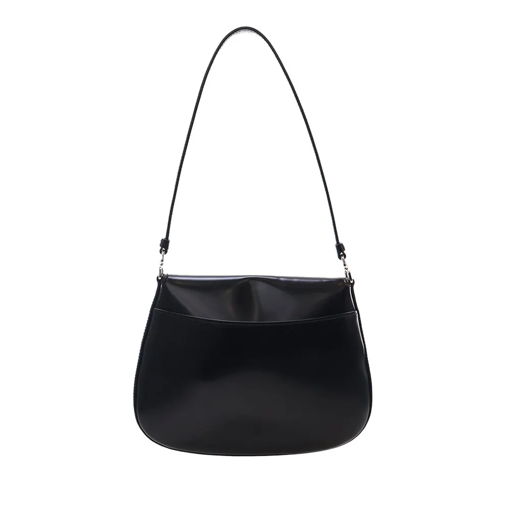 Prada Spazzolato Leather Cleo Flap Shoulder Bag Black Leather Very good - Model View