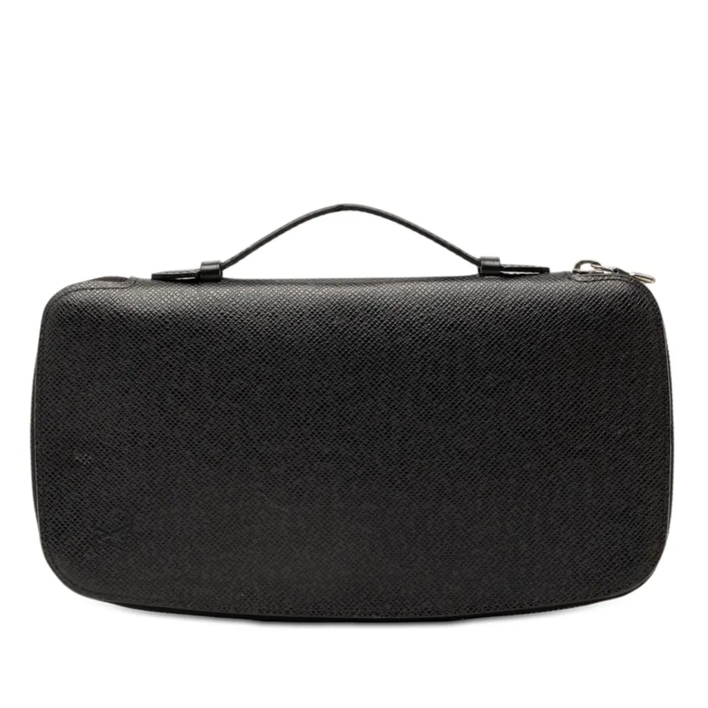 Louis Vuitton Taiga Atoll Organizer Black Leather Good - Front View
